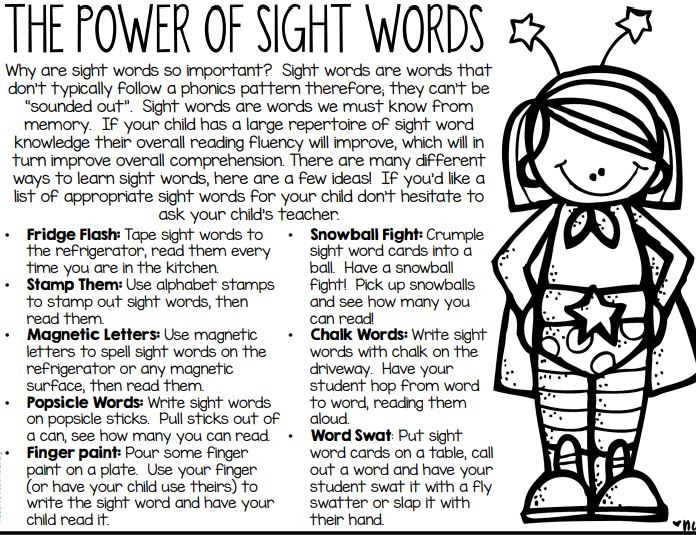 Sight Word info